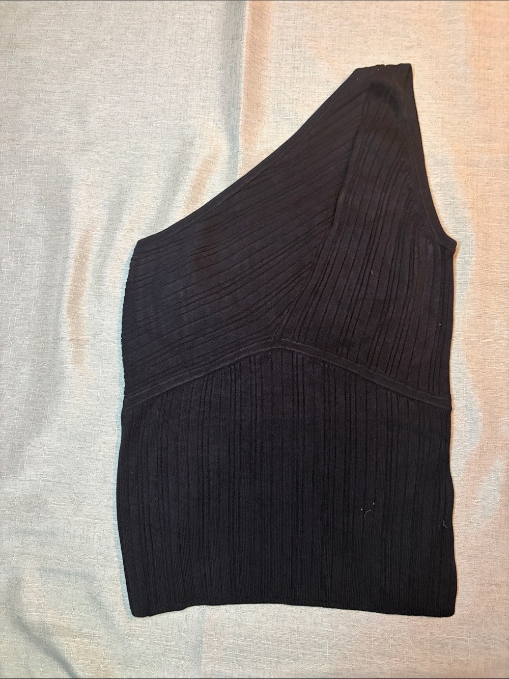 Banana Republic Black One-Shoulder Ribbed Tank Top